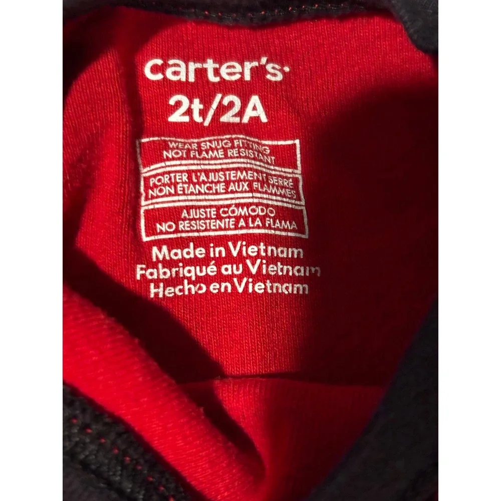 Carters Toddler 2T Red Black Buffalo Plaid Cotton Pajama Set 2 Piece Sleepwear